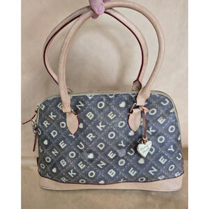 Dooney & Bourke Monogram Satchel Handbag – Blue Logo Canvas – READ –
